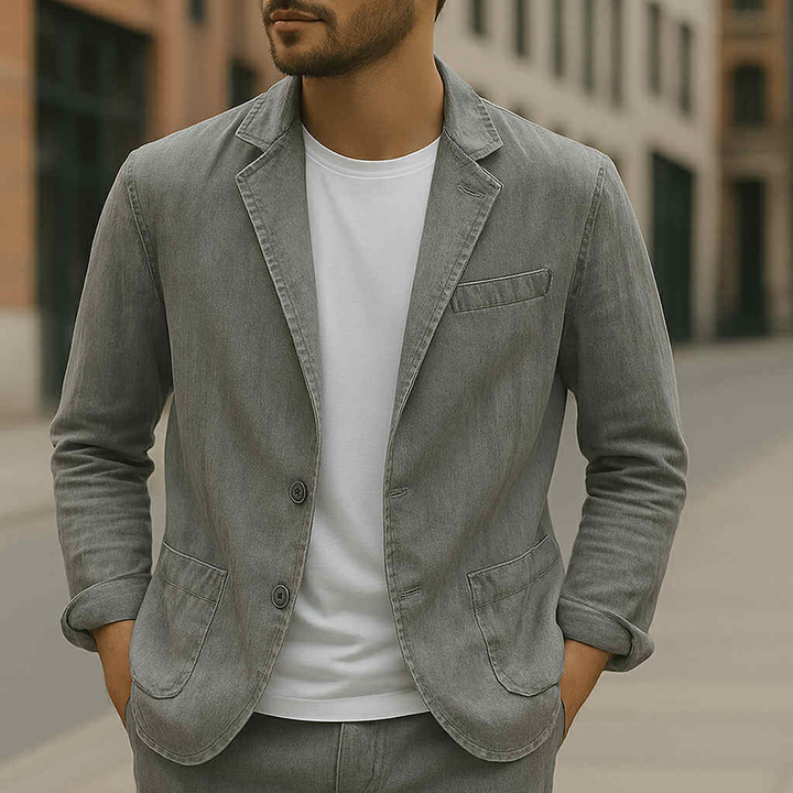 Blazer masculino moderno, casaco leve para moda masculina primavera/verão. Estilo casual e formal elegante.