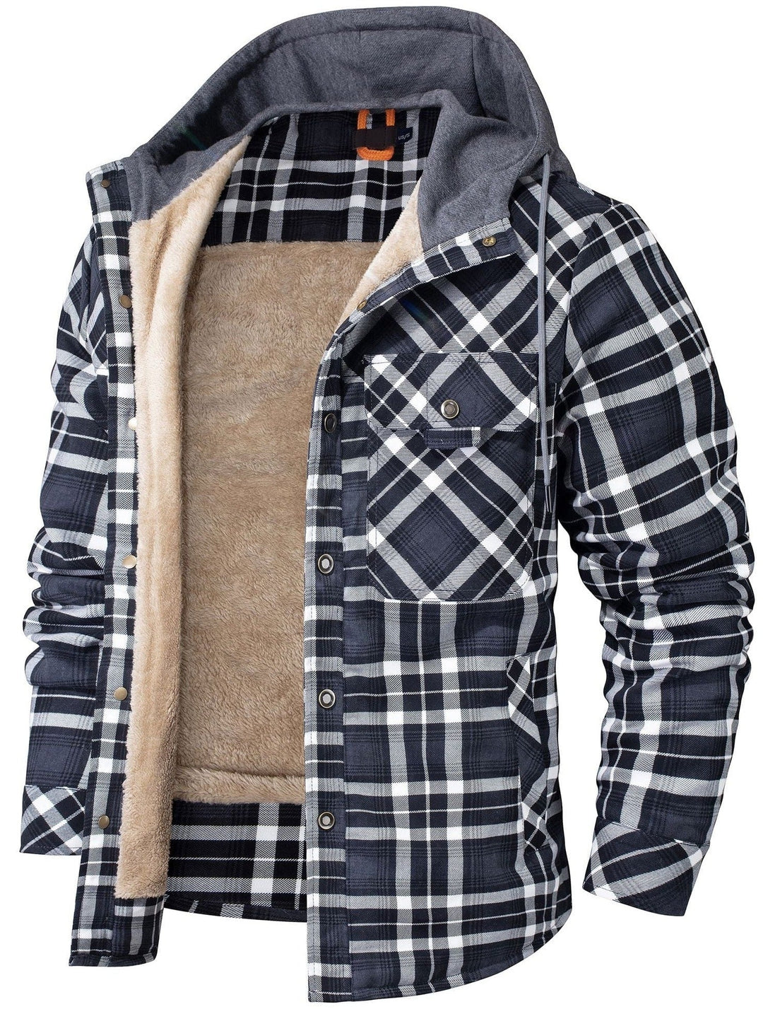 Casaco masculino Woodland com capuz, agasalho casual para outono/inverno. Confortável e à prova de vento.