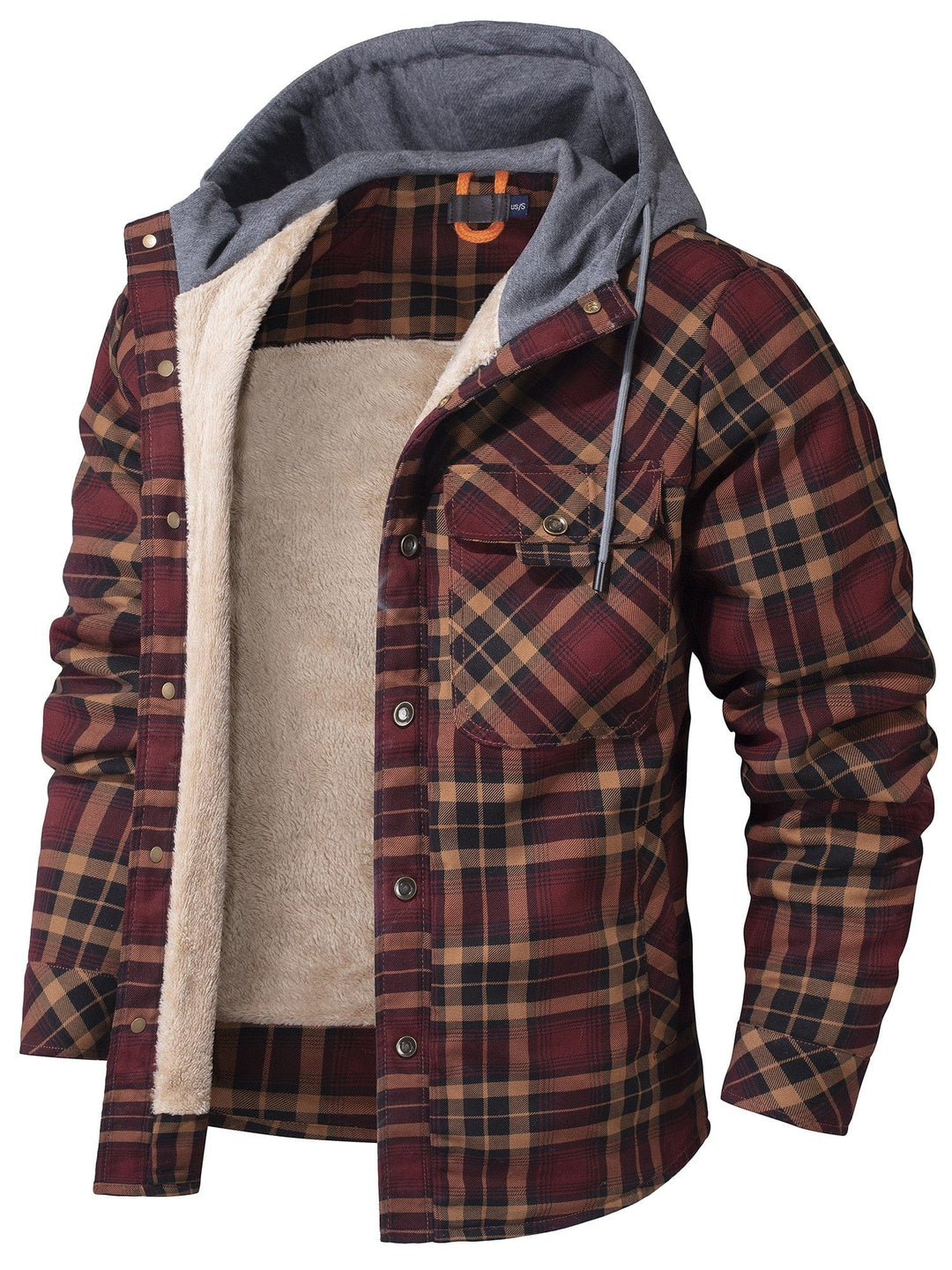 Jaqueta masculina Woodland com capuz para inverno. Conforto casual, resistente ao vento e ao frio.