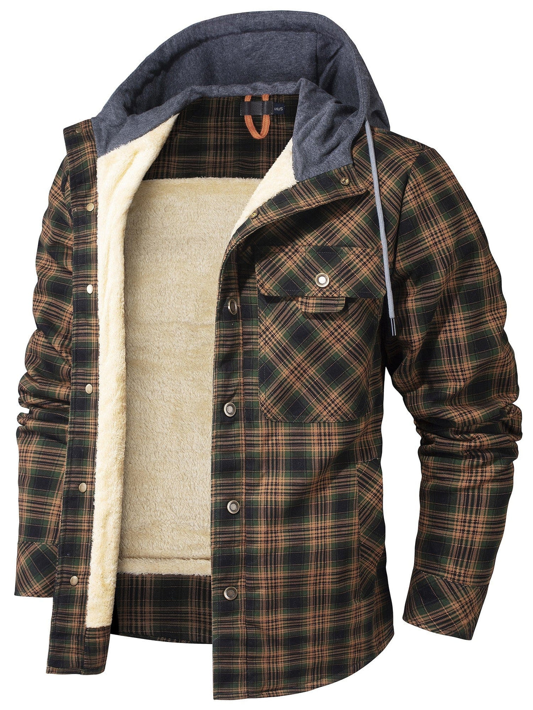 Casaco masculino Woodland com capuz, agasalho confortável para o outono e inverno. Estilo casual.