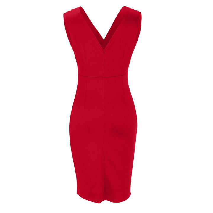 Vestido de noite justo para mulher, com decote V e fenda, ideal para uma aparência sofisticada e chique.