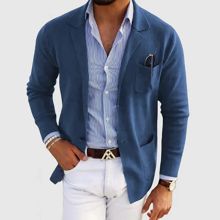 Blazer masculino casual elegante, ideal para estilo moderno e conforto diário.