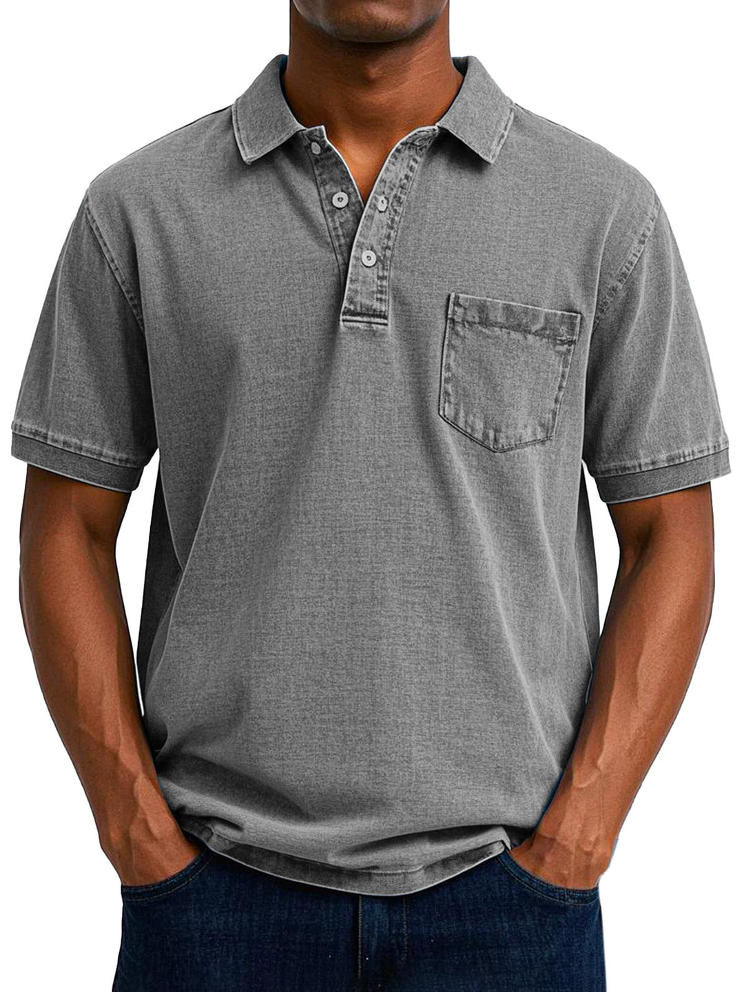 Camisa polo masculina estilo retrô, vintage e casual, perfeita para look de verão confortável.