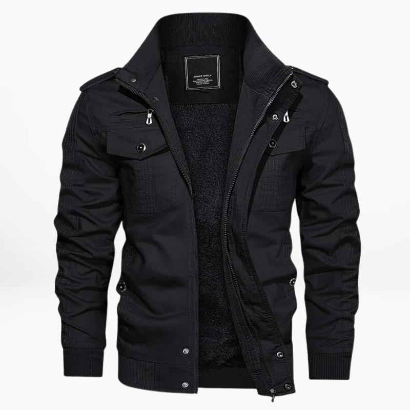 Casaco agasalho masculino de inverno com zíper, proporcionando estilo e aquecimento. Perfeito para moda masculina.