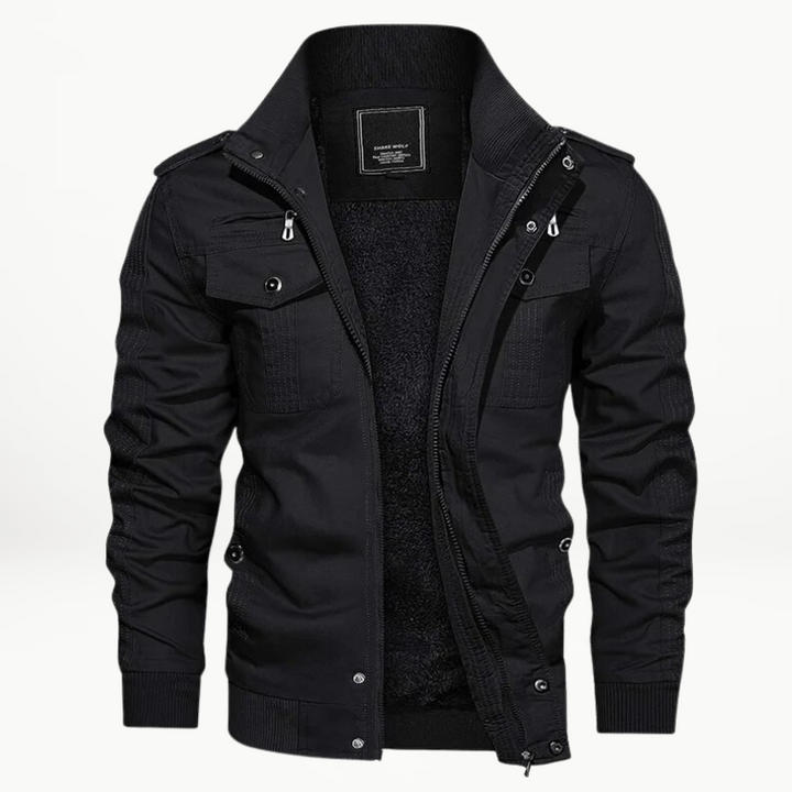Casaco agasalho masculino de inverno com zíper, proporcionando estilo e aquecimento. Perfeito para moda masculina.