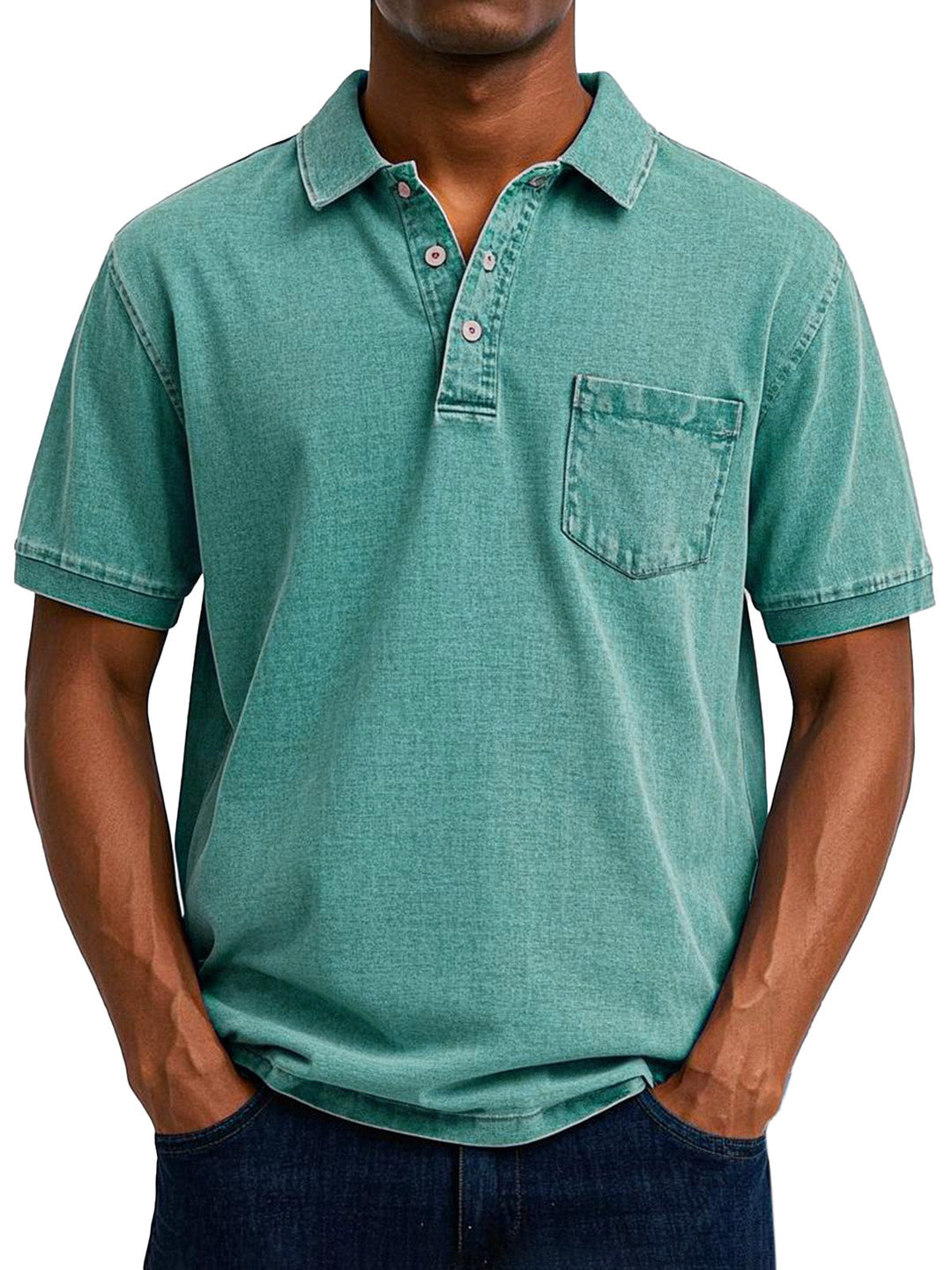 Polo masculina vintage de algodão, ideal para conforto duradouro e visual casual chic elegante.