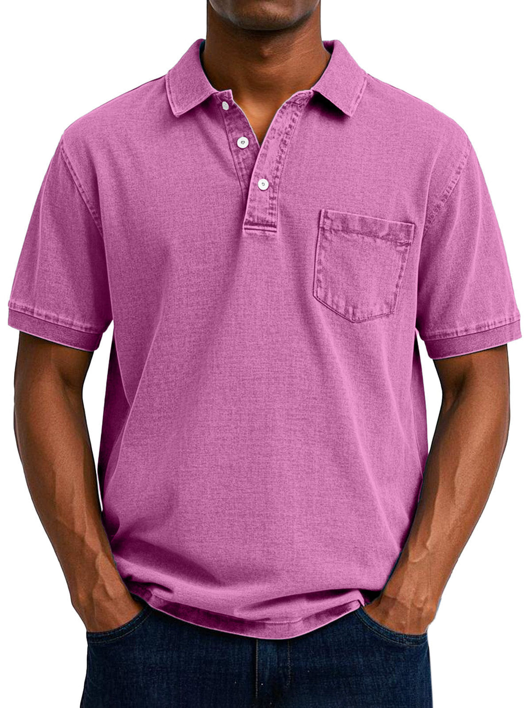 Polo masculina vintage, design retrô e casual, perfeita para o verão e momentos de conforto.
