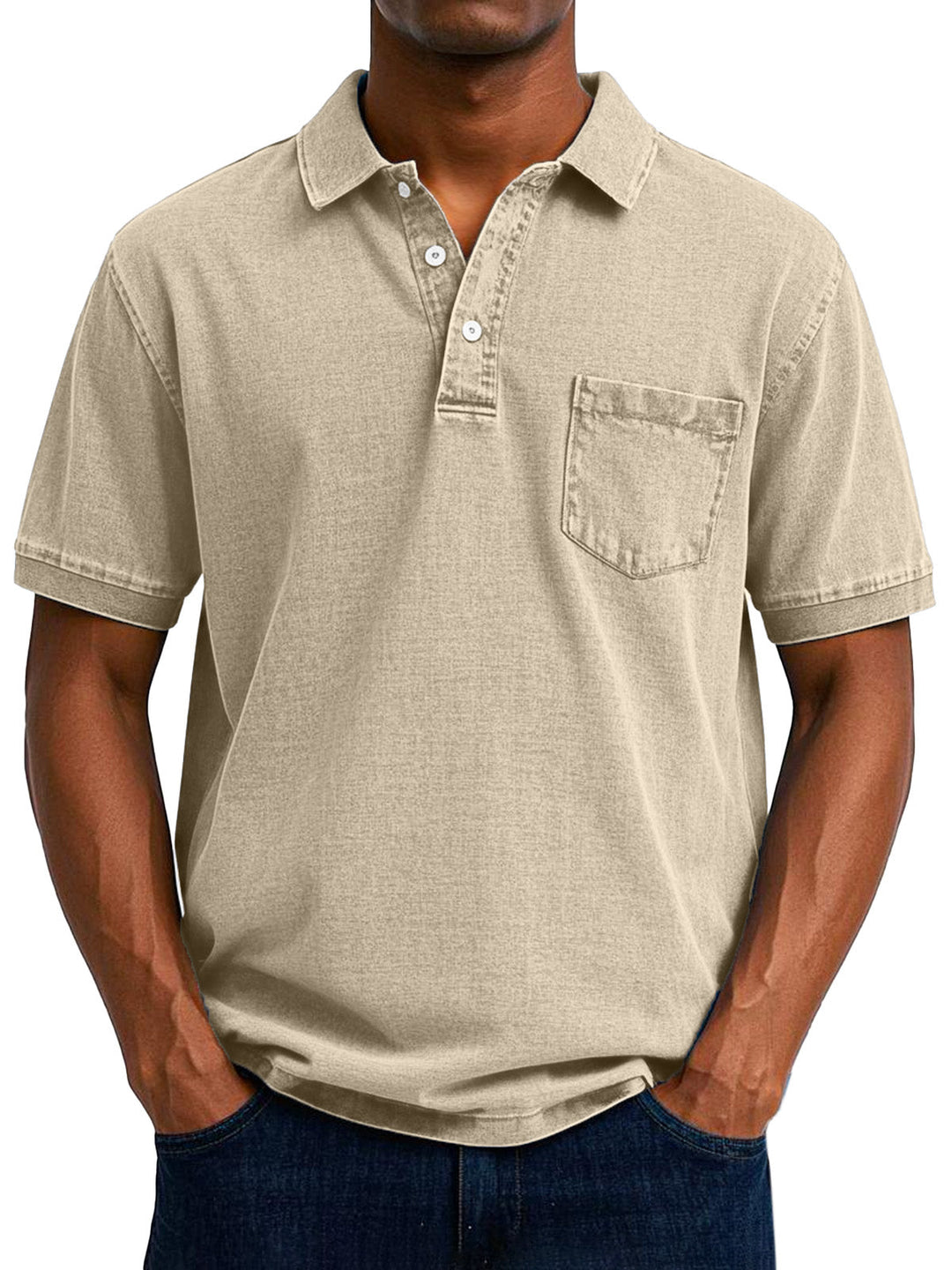 Camisa polo vintage masculina, moda casual elegante com conforto duradouro para o verão.