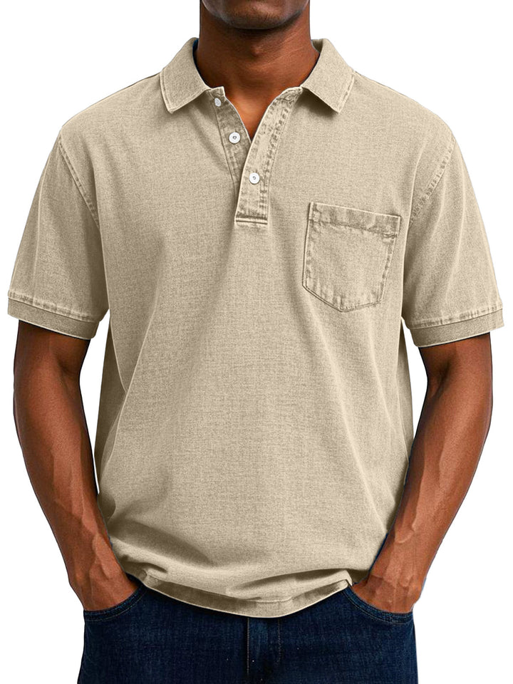 Camisa polo vintage masculina, moda casual elegante com conforto duradouro para o verão.