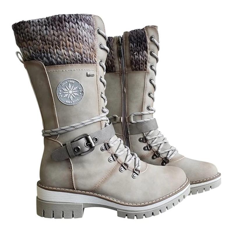 Proteção e moda: bota feminina impermeável, cano alto, cadarço para o dia a dia e inverno.