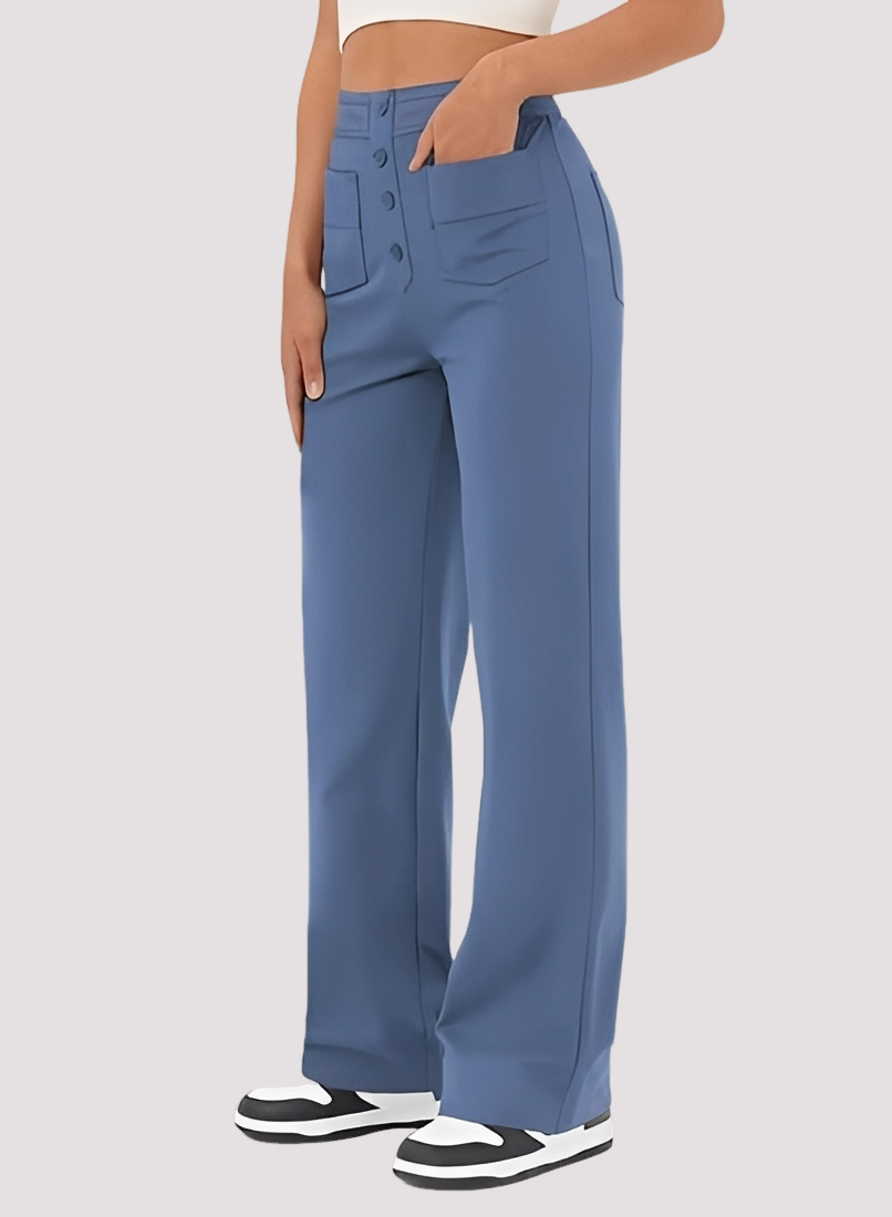 Calças femininas de cintura alta para verão. Estilo versátil, ideal para looks casuais ou semi-formais.