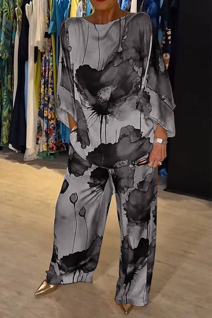 Patricia: conjunto feminino casual-elegante. Estampado vibrante para moda primavera-verão.