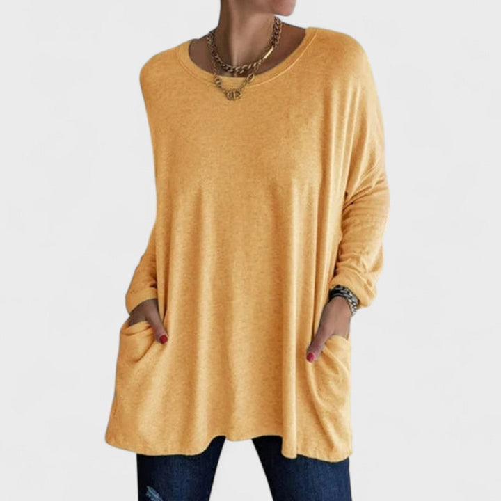 Blusa feminina Moira de manga longa, confortável e estilosa, ideal para o dia a dia.