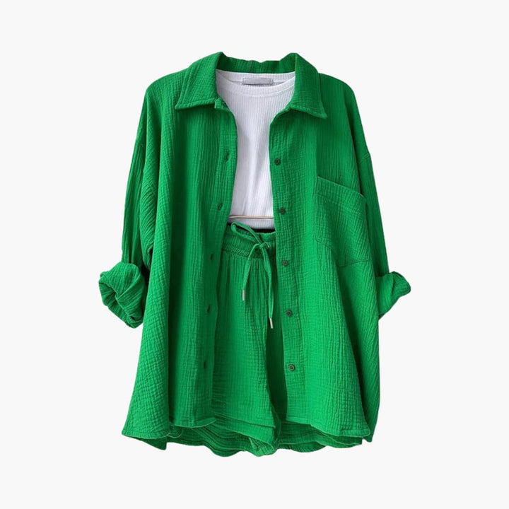 Roupa feminina versátil: conjunto Aurélie casual chique, duas peças para o dia a dia.