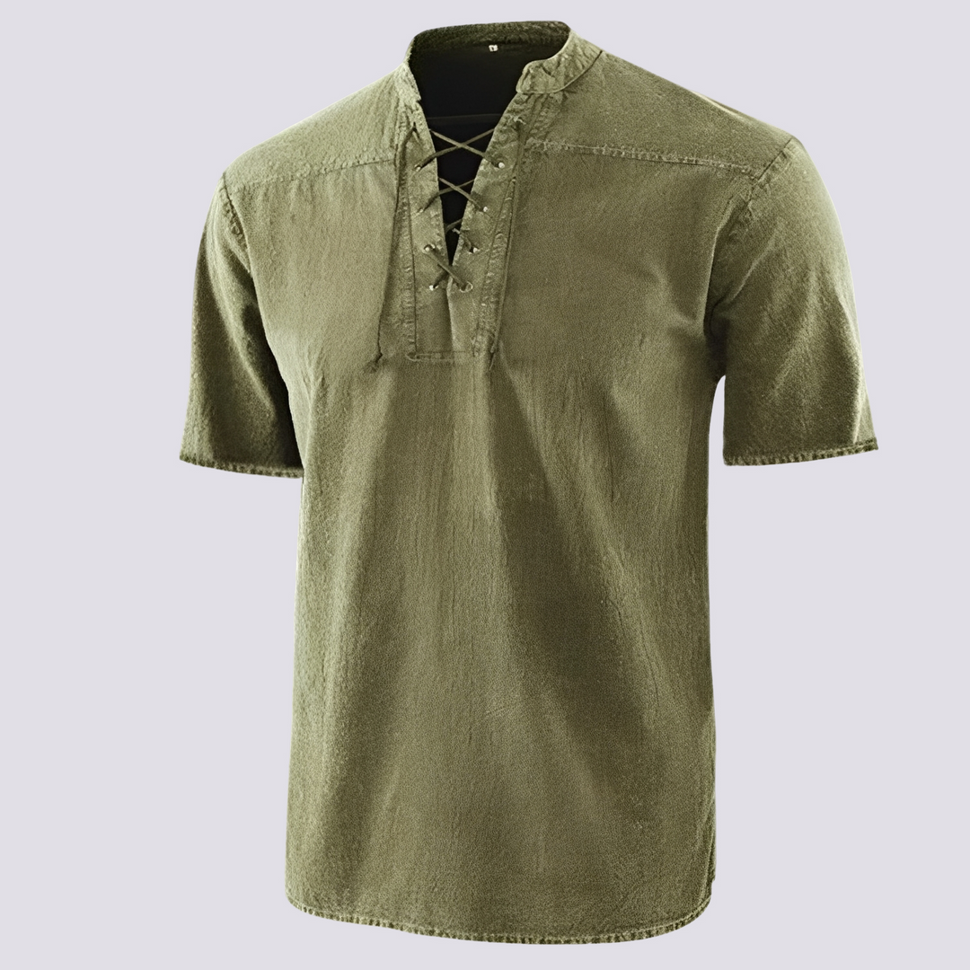 Camisa masculina clássica, perfeita para um look casual e elegante de verão.