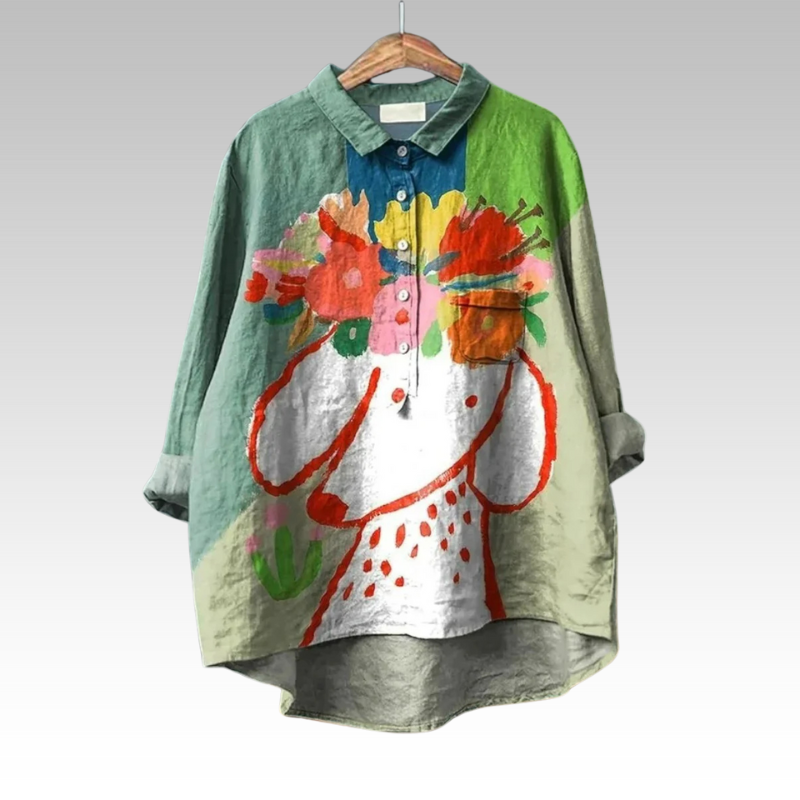 Blusa floral feminina clássica, estampa elegante para primavera/verão. Conforto e estilo casual.