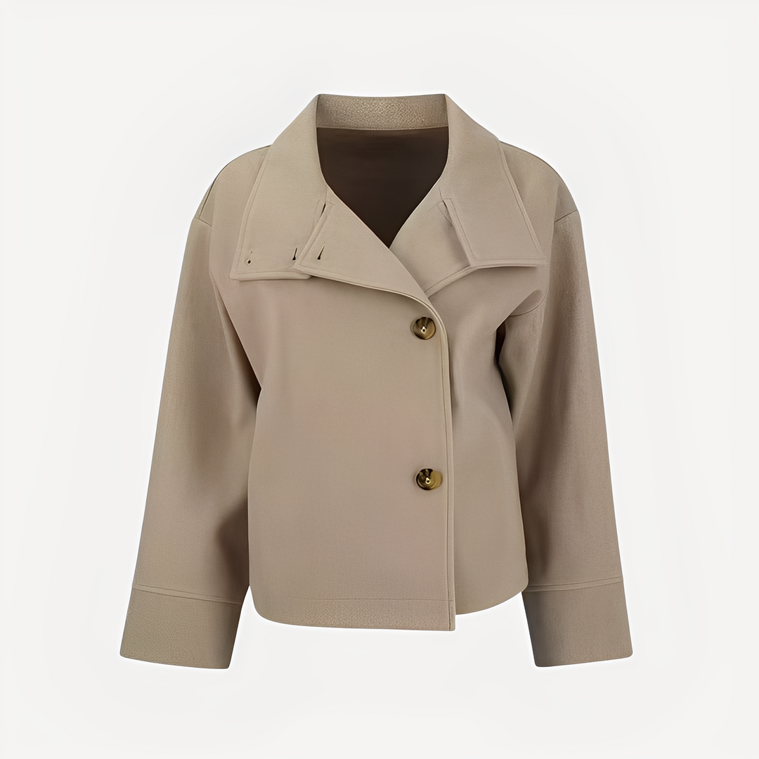 Casaco feminino de outono versátil com botões. Moda sofisticada slim fit para um look elegante e casual.