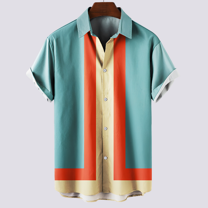 Camisa masculina estampada confortável, tecido leve, perfeito para um look casual clássico de verão ou primavera.