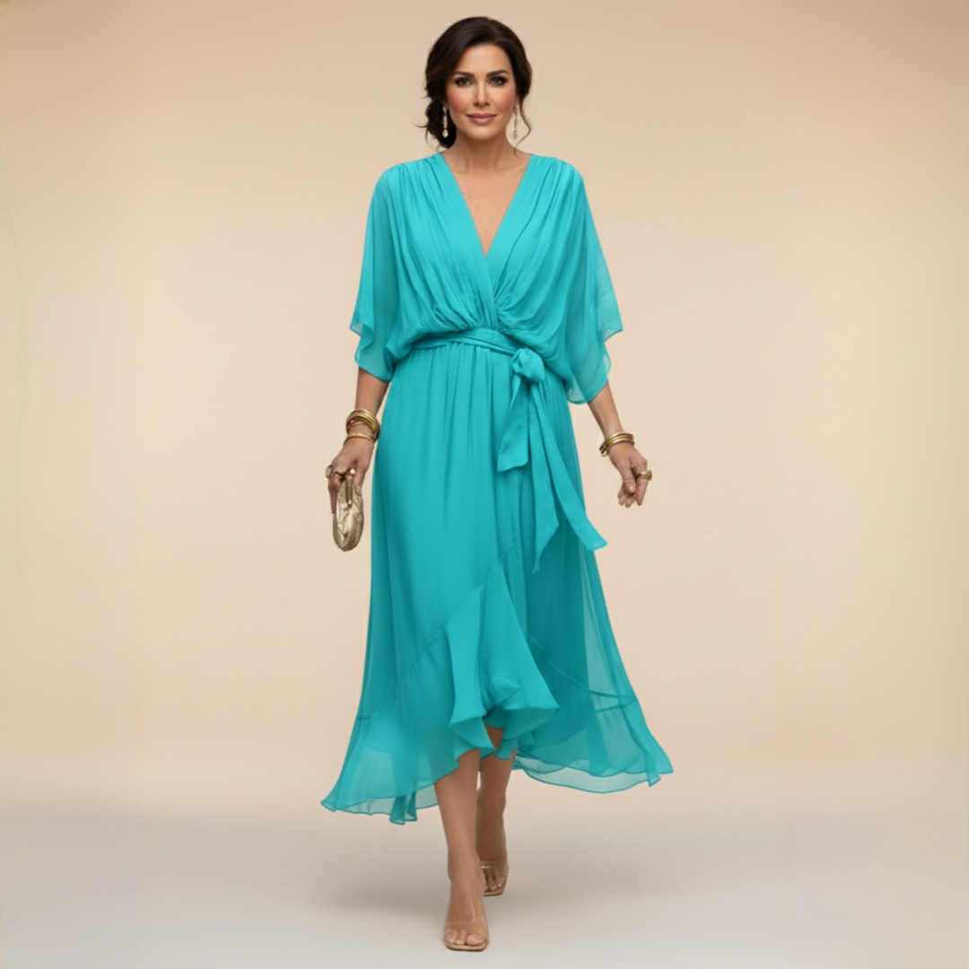 Moda feminina: Vestido elegante e confortável com decote V, perfeito para um look versátil de verão.