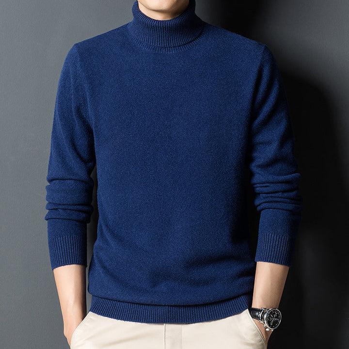 Moda homem: camisola gola alta versátil para outono/inverno, combina elegância casual com aquecimento. Estilo moderno.
