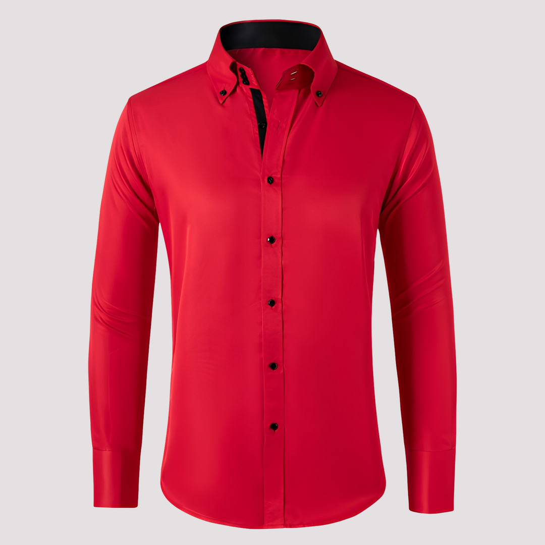 Camisa masculina slim fit de manga longa, elegante e confortável, ideal para moda casual e social.