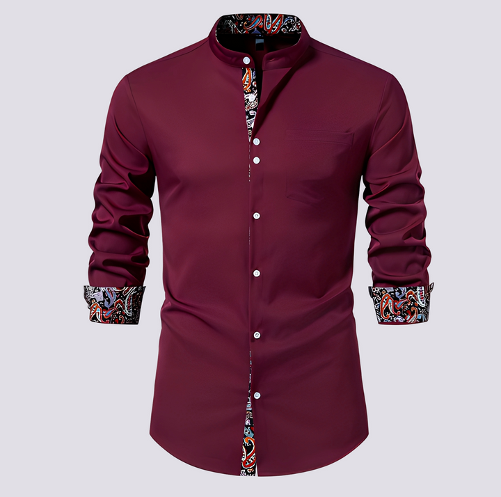 Camisa masculina de manga comprida, design elegante e moderno. Roupa masculina versátil em cores variadas.