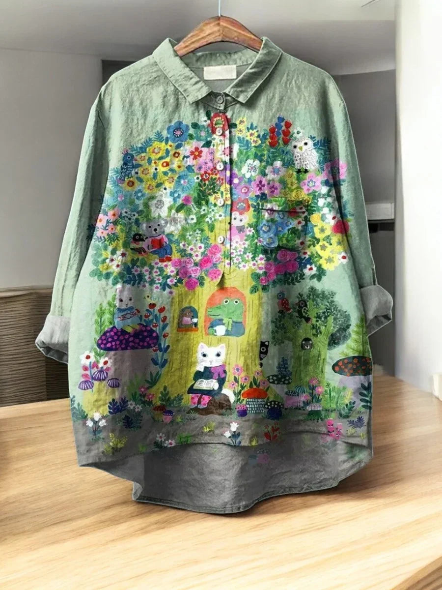 Blusa feminina estampada floral com conforto premium. Peça versátil para um look elegante ou casual na moda.