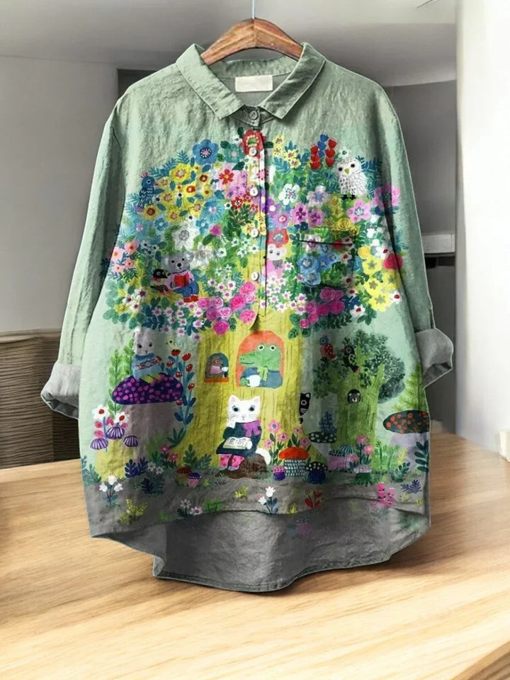 Blusa feminina estampada floral com conforto premium. Peça versátil para um look elegante ou casual na moda.