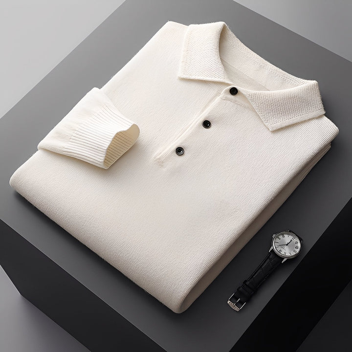 Suéter polo masculino elegante, ideal para o inverno. Perfeito para estilo casual-chique e conforto.