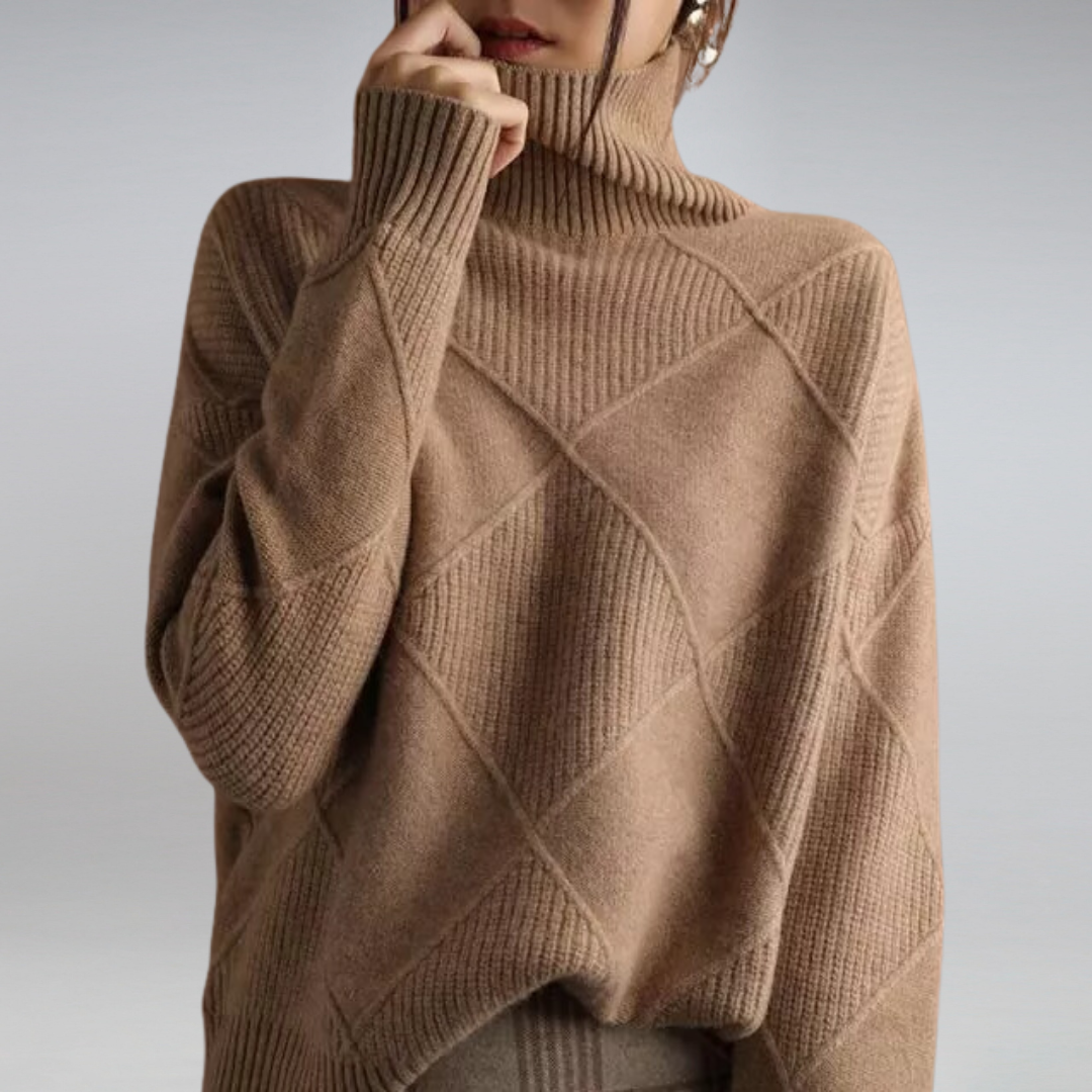 Suéter feminino gola alta, união de elegância e calor. Blusa perfeita para o conforto e estilo do inverno.