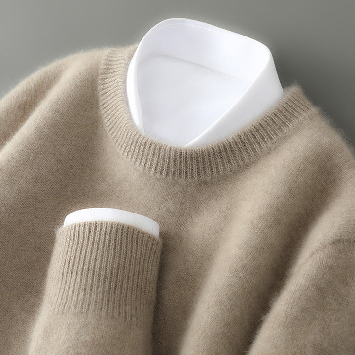Pulôver de inverno masculino, gola redonda, estilo retrô clássico, roupa confortável.