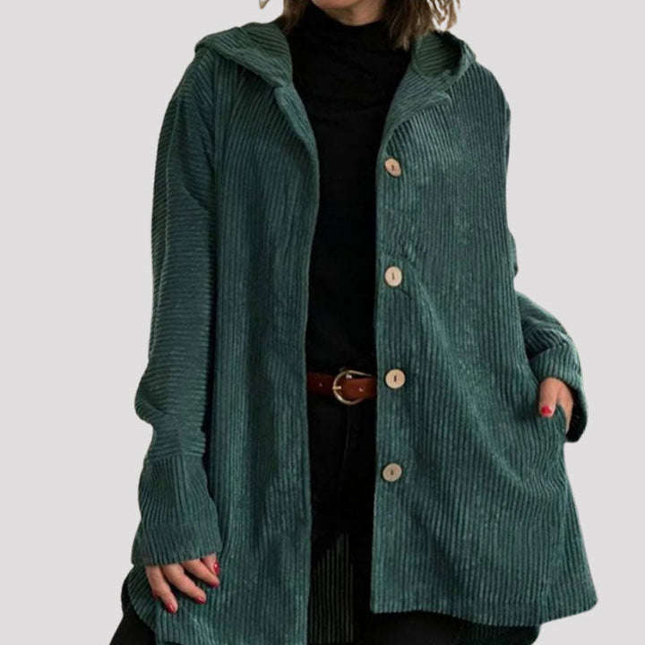 Jaqueta feminina casual com capuz, vestuário versátil para o dia a dia no outono e inverno.