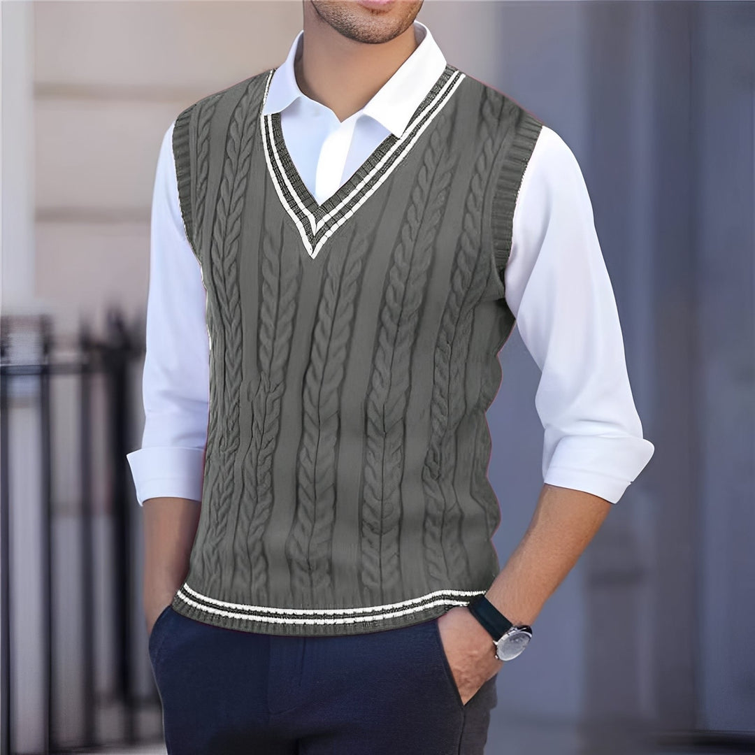 Colete masculino Bobbie decote V em tecido leve, ideal para um estilo moderno e confortável no verão.