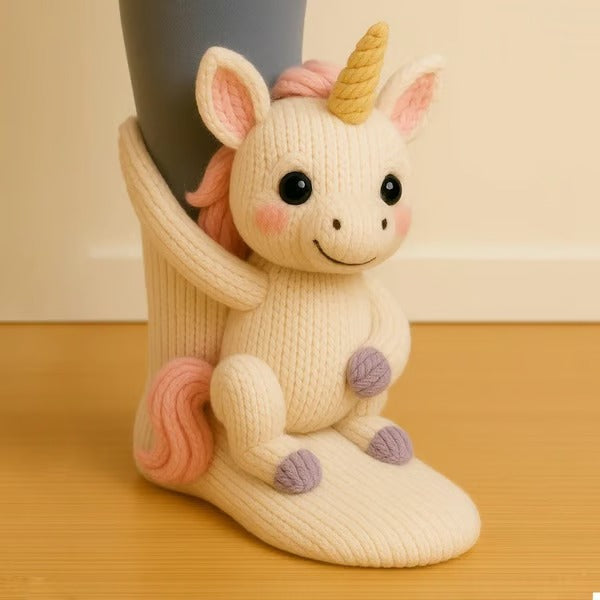 Meias aconchegantes com design de animais divertidos, ótimas como presente de inverno. Confortáveis e fofas.