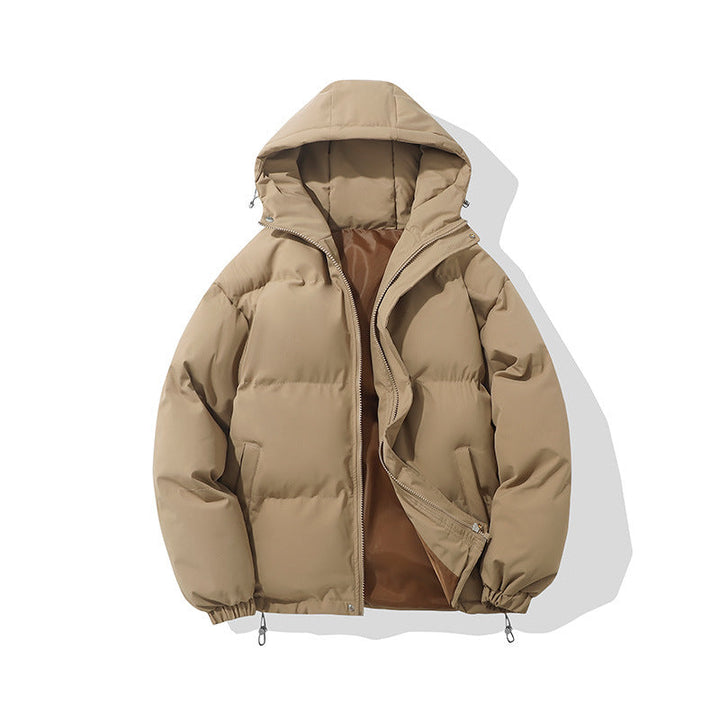 Moda inverno: Jaqueta feminina quente com capuz, perfeita para o frio e um estilo casual.