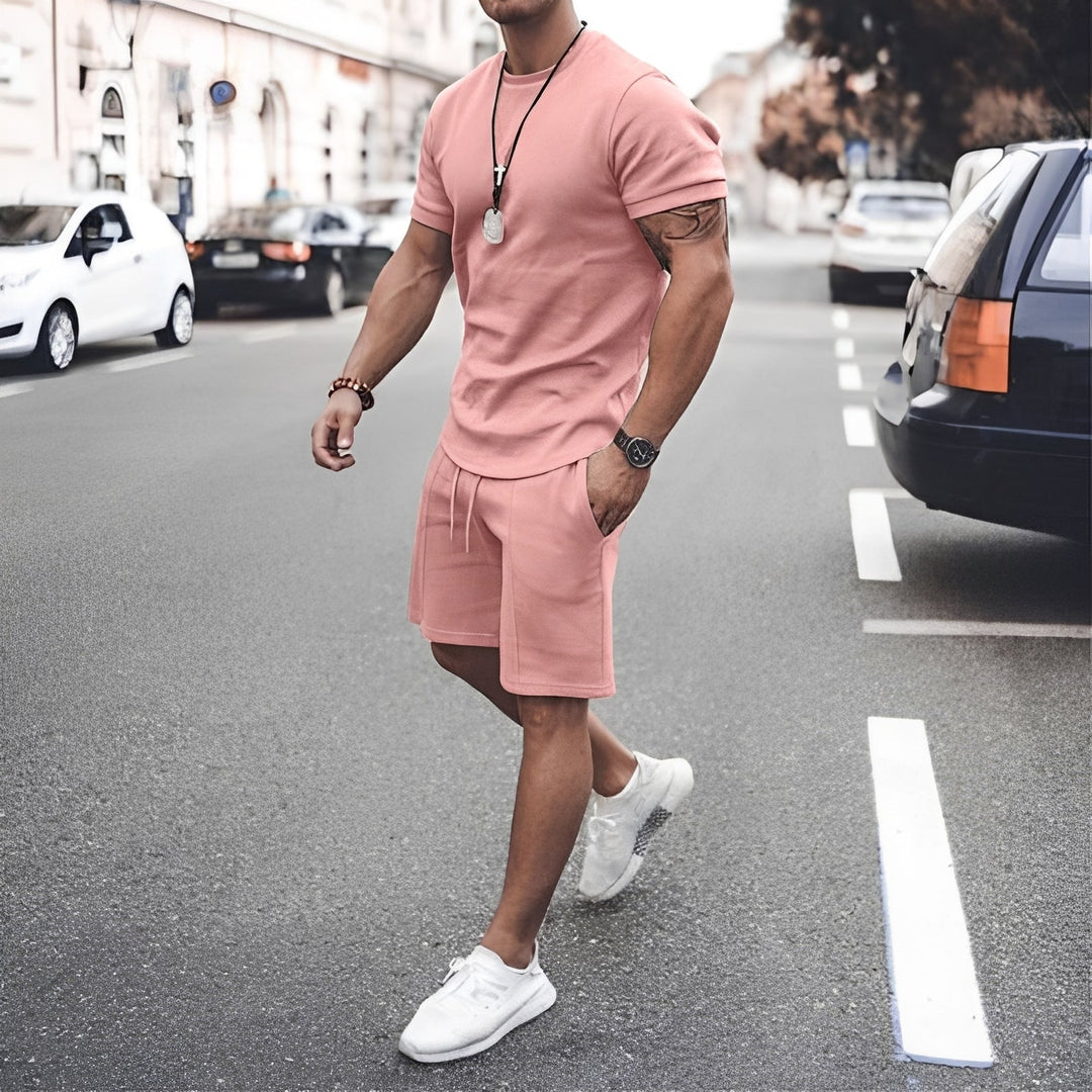 Traje de lazer masculino Stevie, conjunto casual para o verão. Conforto relaxado para uso diário, kit masculino.