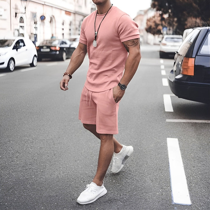 Traje de lazer masculino Stevie, conjunto casual para o verão. Conforto relaxado para uso diário, kit masculino.