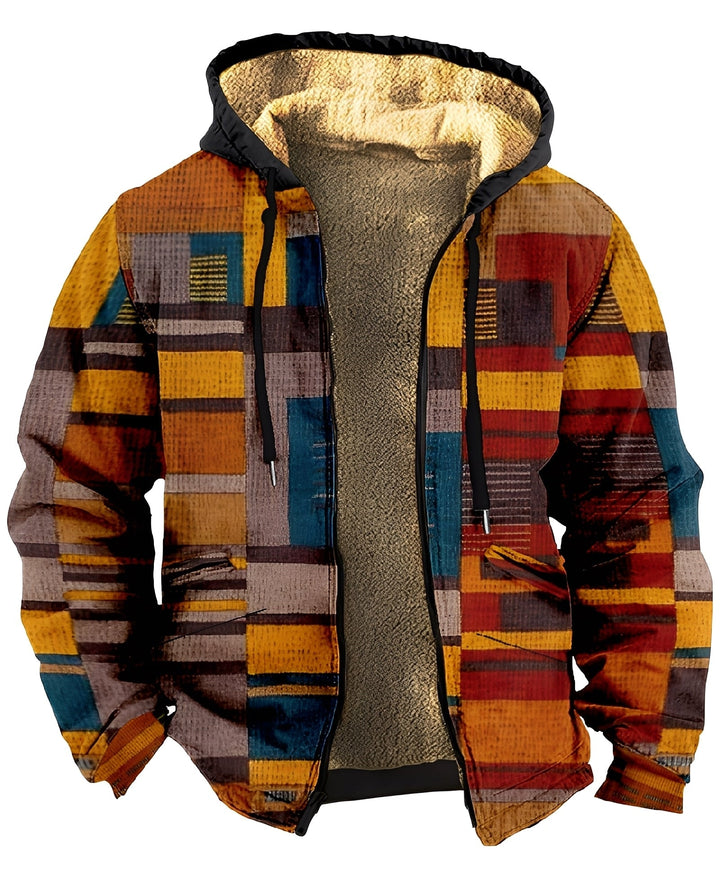 Jaqueta masculina colorida Mervin com capuz, design moderno e esportivo para conforto.