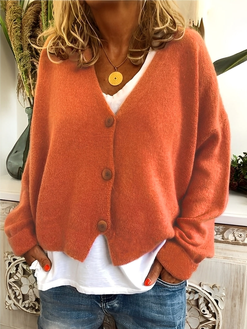 Cardigan feminino Deena elegante para moda inverno, com estilo solto e versátil.
