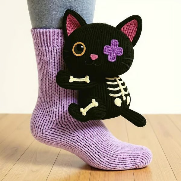 Par de meias fofas de animais, trazendo conforto e diversão para o inverno unissex. Perfeitas para casa.