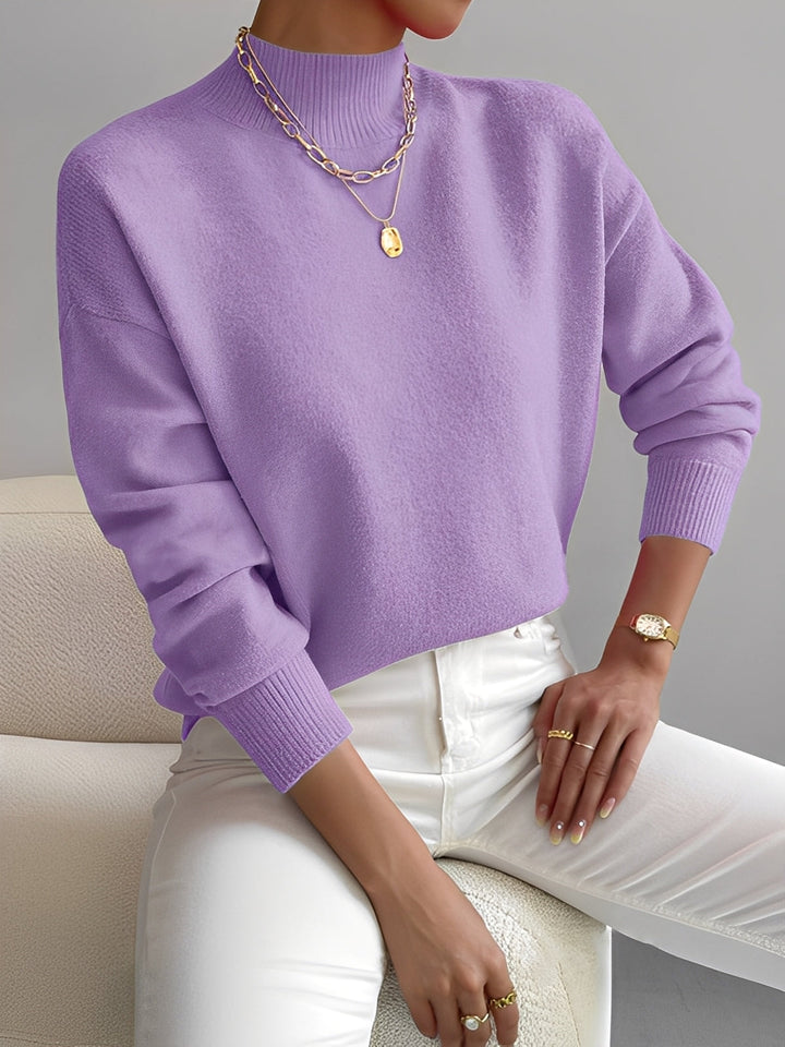 Blusa feminina de gola alta para inverno, suéter elegante e moderno, perfeito para conforto e estilo casual.