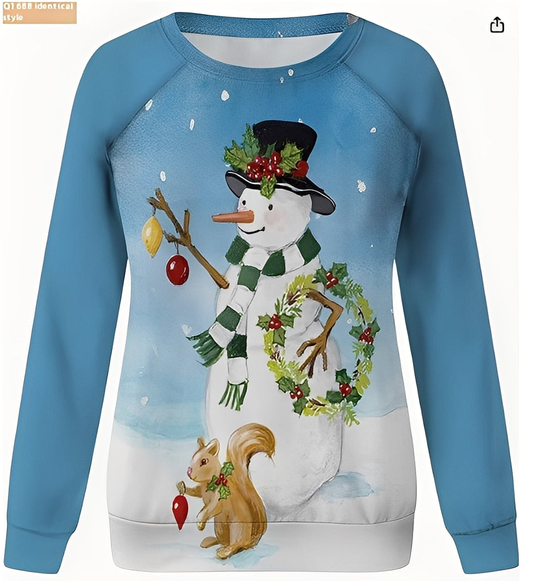 Ideia de presente: suéter feminino de natal com estampa de rena, quente e festivo para o inverno.