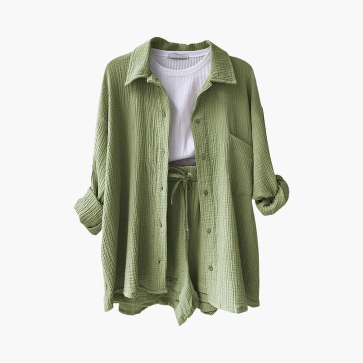 Conjunto feminino elegante para o verão, Aurélie de duas peças, casual e sofisticado.