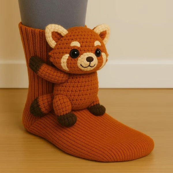 Meias divertidas de animais para casa, oferecendo conforto aconchegante e antiderrapante. Unissex e ideais para inverno.