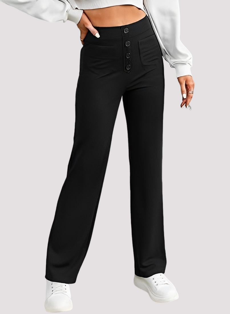 Calças femininas de cintura alta. Modelo versátil e elegante para casual, escritório e moda verão.
