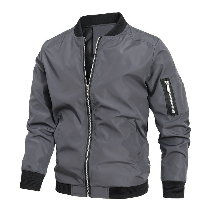 Jaqueta Bomber masculina esportiva, tecido premium, detalhes de zíper e punho. Moda masculina confortável.