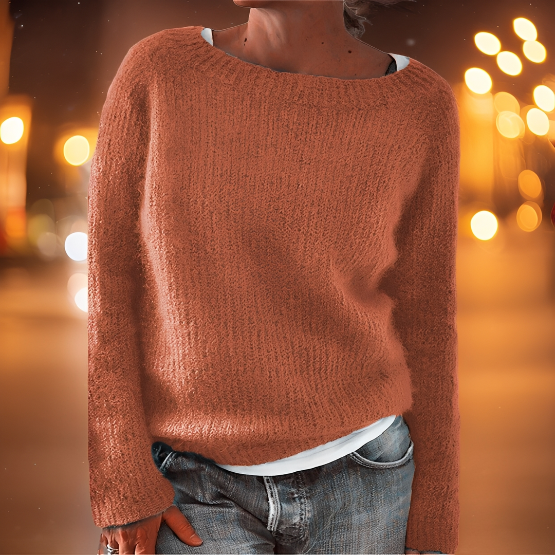 Pulôver feminino versátil de manga longa. Ideal para moda casual de inverno, proporciona estilo e aconchego.