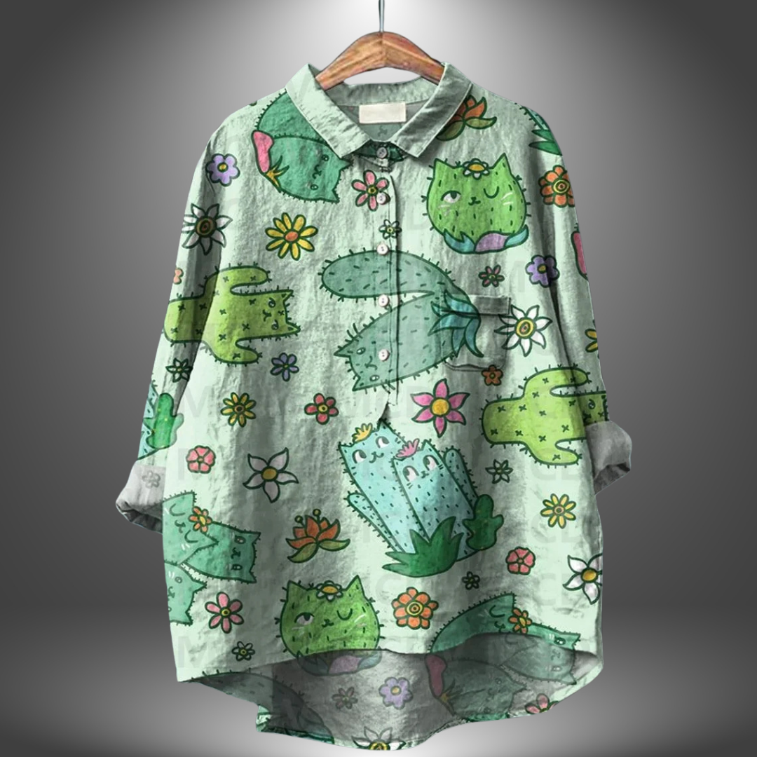 Estilo único com camisa floral feminina artesanal. Cores vibrantes, roupa ideal para primavera e verão.