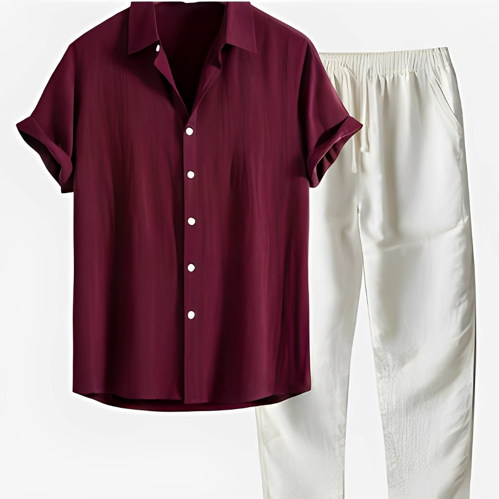 Moda verão masculina: conjunto casual moderno e confortável. Crie um look estiloso e descontraído para a estação.