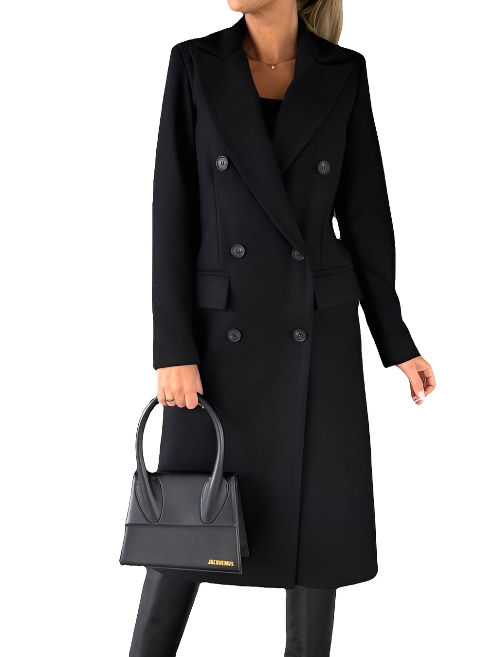 Trench coat feminino de outono/inverno, sobretudo elegante e clássico para vestuário formal e confortável.